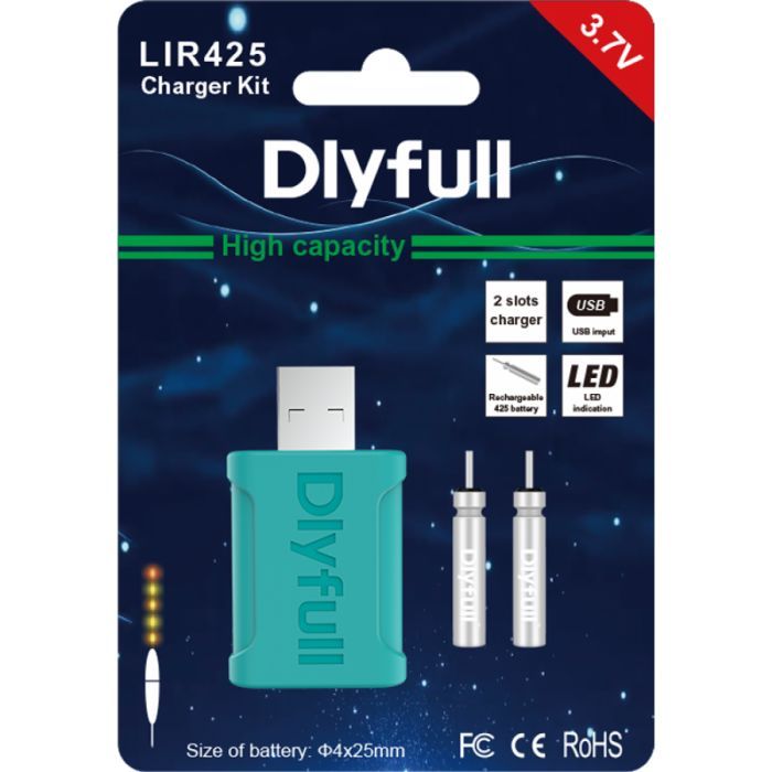 DLYFULL ΦΟΡΤΙΣΤΗΣ USB ΜΕ ΜΠΑΤΑΡΙΕΣ ΕΠΑΝΑΦΟΡΤΙΖΟΜΕΝΕ CR425 LIR425