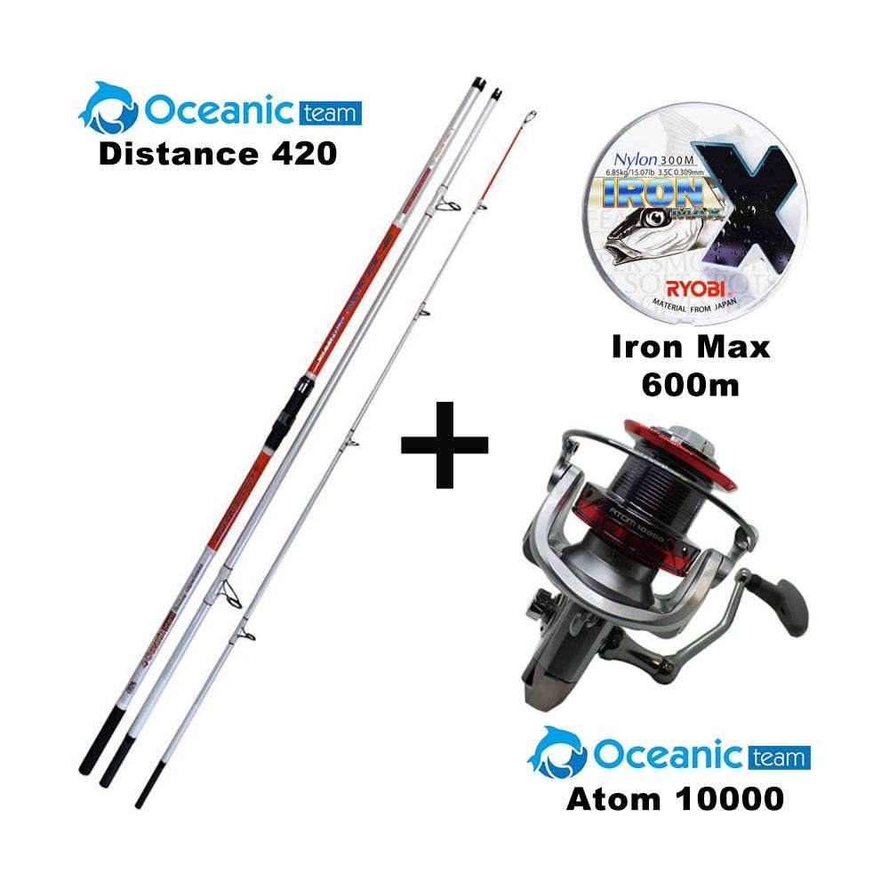 Combo Surf Casting Oceanic Distance 420 + Oceanic Team Atom 10000 + Ryobi Iron 600m